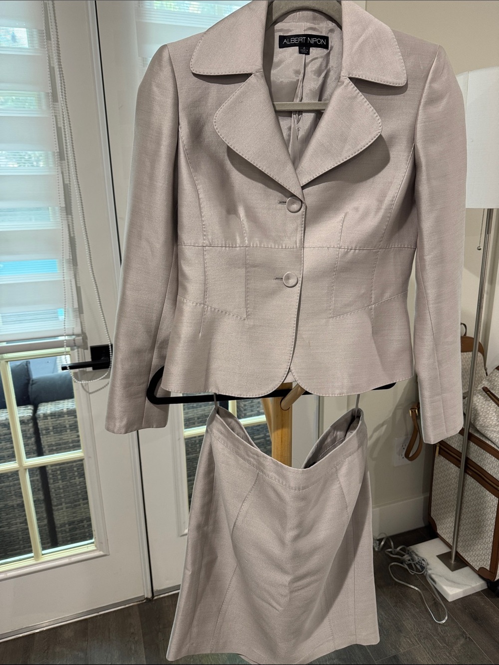 Albert Nipon Light Taupe Women's Skirt Suit